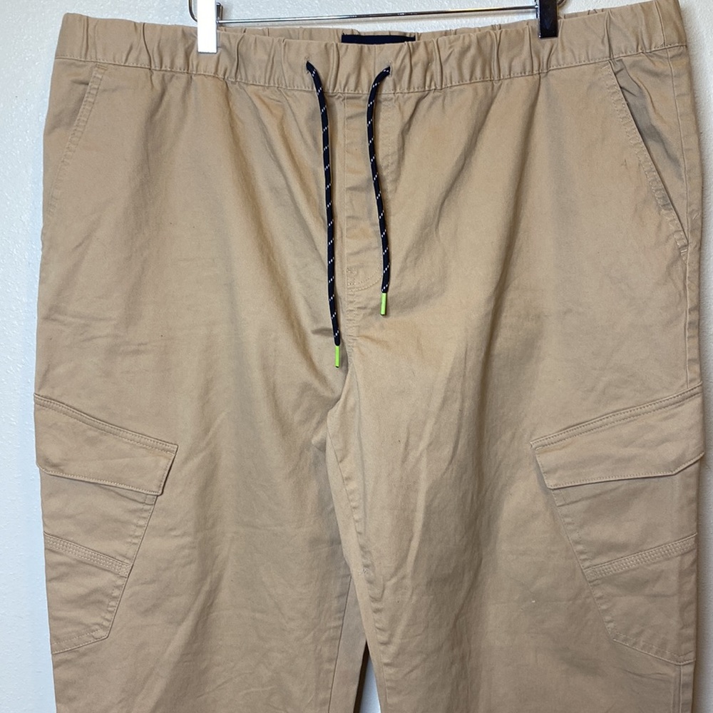 Edgar Ash Men Tan Drawstring Elastic Comfort Waist Stretch Running Joggers XL - Picture 2 of 6